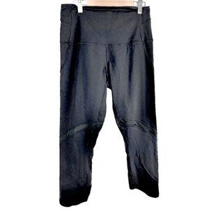 LULULEMON Black Crop Legging with Mesh Inserts Size 8